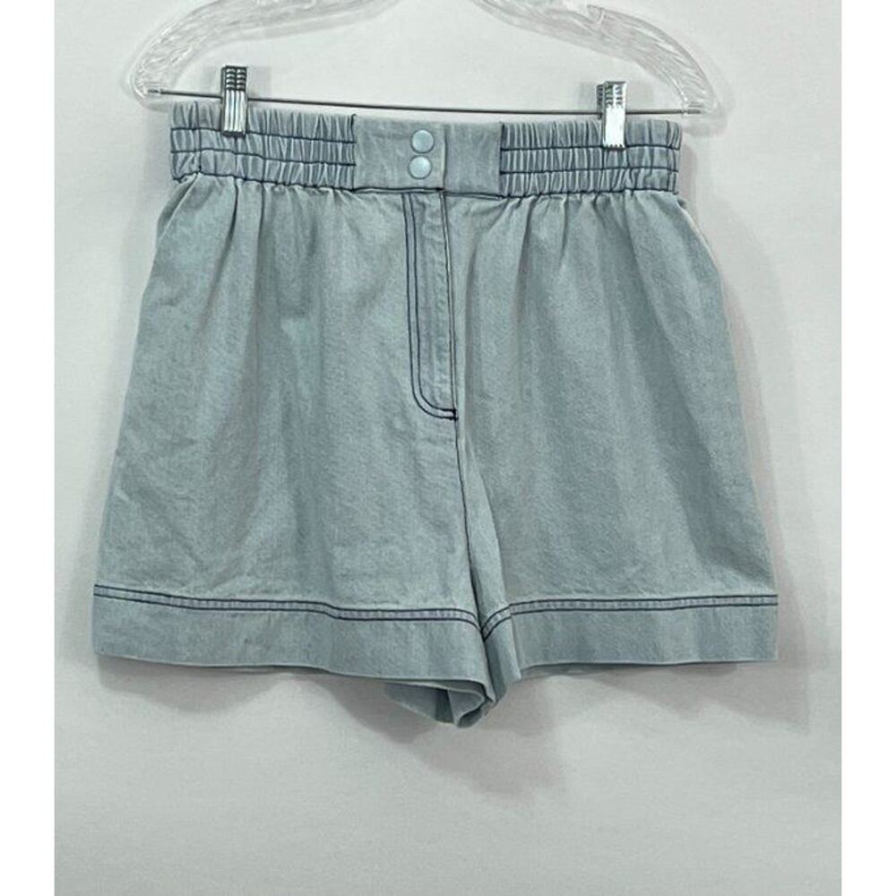HUNTER BELL Sz S Small Light Denim Aspen Shorts Elastic Waist High Rise k - Picture 2 of 11